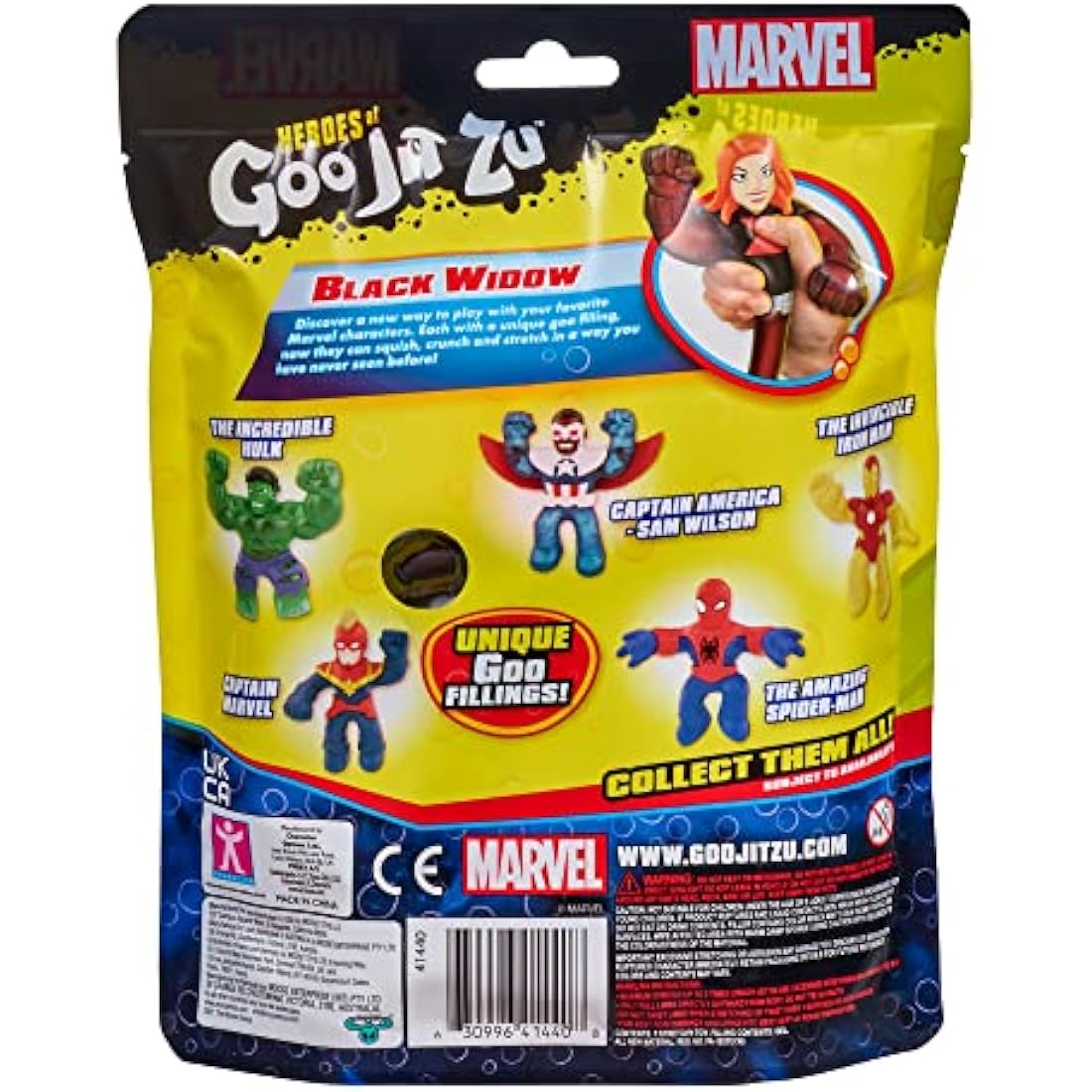 Heroes of Goo Jit Zu Marvel Hero Pack. Black Widow - Squishy 4.5-Inch Tall. Ideal Christmas/Birthday present. Suitable from 4 years. Superhero toy. (41440)
