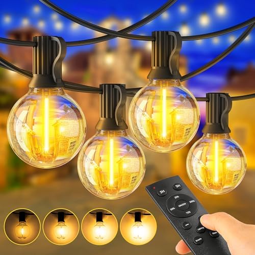 JEYMORKEY 20M 65Ft Outdoor String Lights LED Mains Powered Waterproof G40 Globe String Lights with Plastic Bulbs Shatterproof Garden Lights for Balcony, Bistro, Wedding, WarmWhite