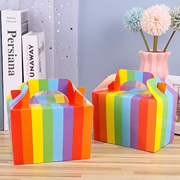 angelikashalala 20Pack Party Favor Paper Boxes Rainbow Small Cake Boxes Snacks Food Assemble Boxes for Birthdays Party,15 * 10 * 10CM
