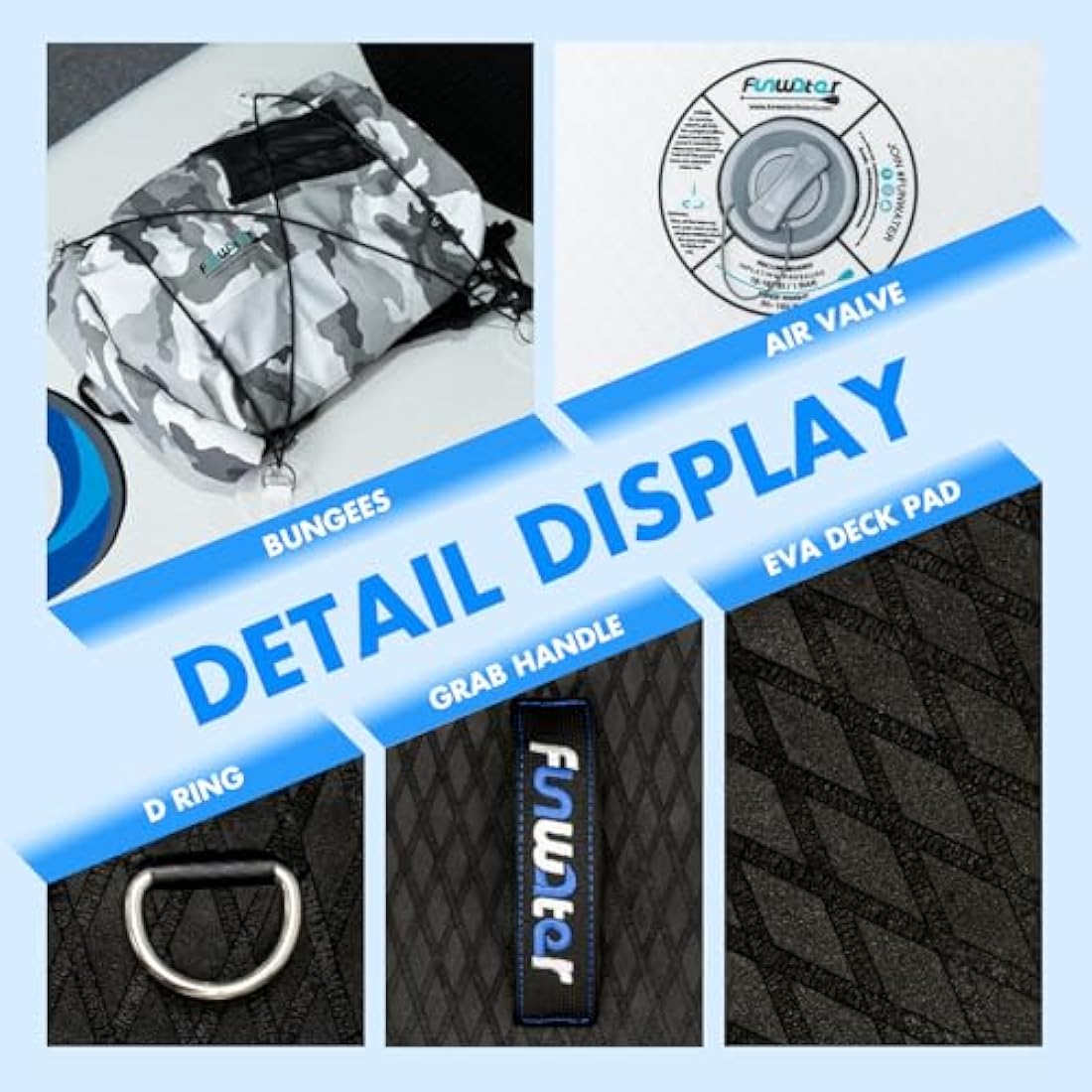 FunWater SUP Inflatable Stand Up Paddle Board Ultra-Light with Inflatable Board,ISUP Accessories,Three Fins,Adjustable Paddle, Pump,Backpack, Leash.