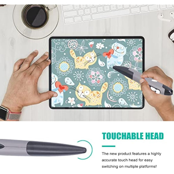 ASHATA Wireless Optical Mouse Pen, 2.4G USB Wireless Pen Mouse with Adjustable 800/1200/1600DPI, Creativity Extremely Handover Computer Stylus for PC Laptop(Black gray)