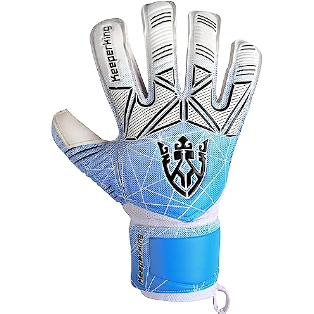 Keeperking Goalkeeper Gloves Kids, Boys, Youth, Adult, Men - Goalie Gloves Latex Strong Grip palms with Removable Finger Spines Protection - Football Goalkeeping Gloves (Size 5/6/7/8/9/10)