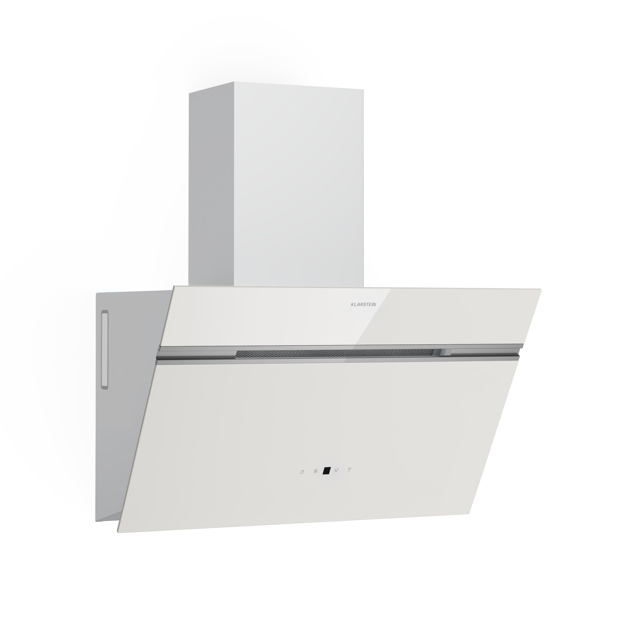Klarstein Alina 90 Angled Cooker Hood - 600m³/h Air Flow, Touch Panel, LED Backlighting, Quiet 63dB, Energy Class A, 90cm Extractor Hood, Black