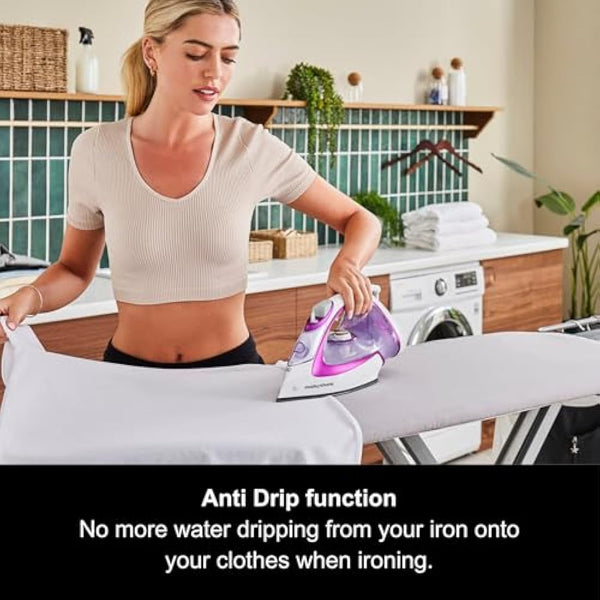 Morphy Richards TurboGlide Steam Iron, Ceramic Non-stick Soleplate, 150g Steam Boost, 40g Steam Output, 400ml Water Tank, Anti Drip, Anti Scale, Auto Shut-off, 3m Cord, 2800W, Purple, 302000