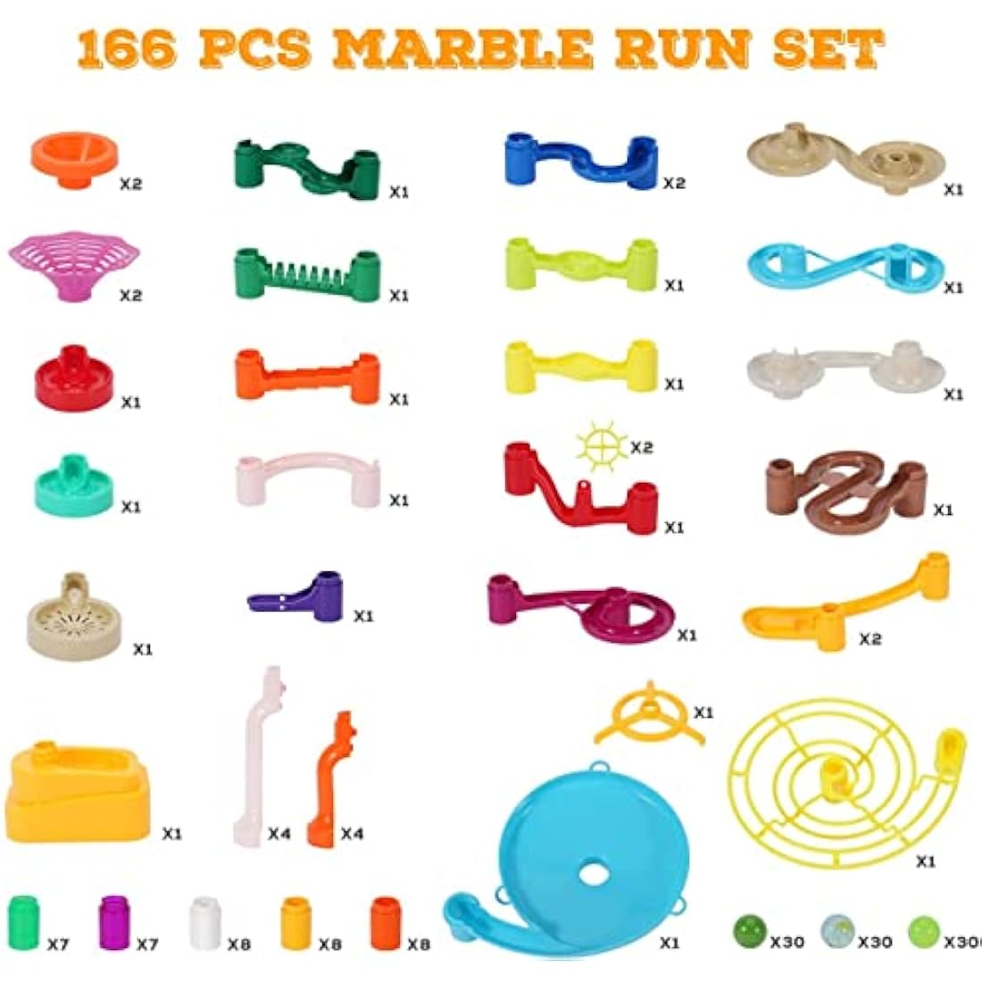 Marble Run,166PCS Building Construction STEM Toy Set for Kids Age 3-12Year,Solid Marble Race Track,Easy to Assemble Learning Educational Marble Rush,Gifts for Boys Girls