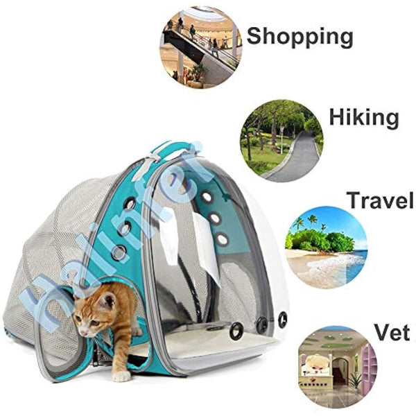 Interfashioner® Cat Bubble Backpack Carrier, Back Expandable Clear Pet Bubble Backpack Carrier for Kitten Small Dog up to 5.5 kgs, Backpack for Cats