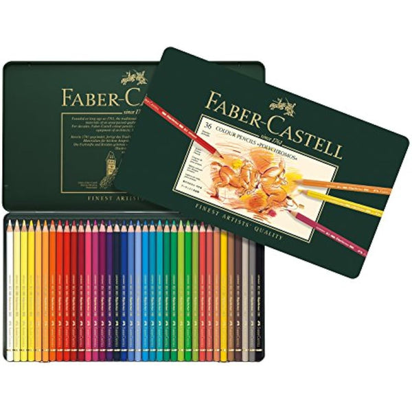 Faber-Castell Polychromos 110095 Colouring Pencils in Metal Case and Pitt Graphite Set of 36