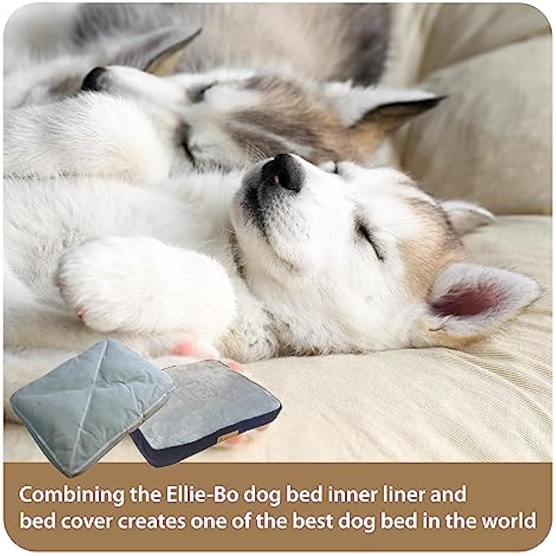 Ellie-Bo Large Dog Bed for 36-inch Dog Cage/Crate - Blue Corduroy/Grey FauxFur