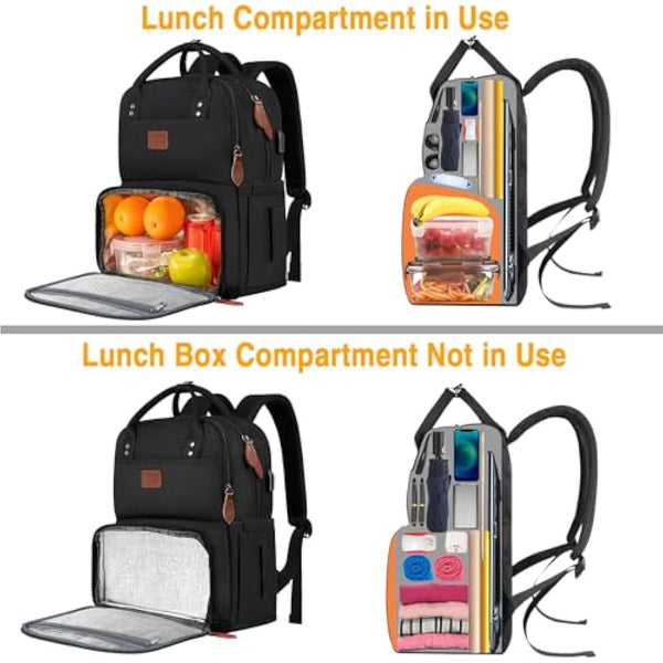 MATEIN Laptop Lunch Backpack, Picnic Backpack with Insulated Compartment, 17 Inch Ice Rucksack for Men Women with USB Port, Cooler Lunch Bag for Camping Travel Business Work, Black