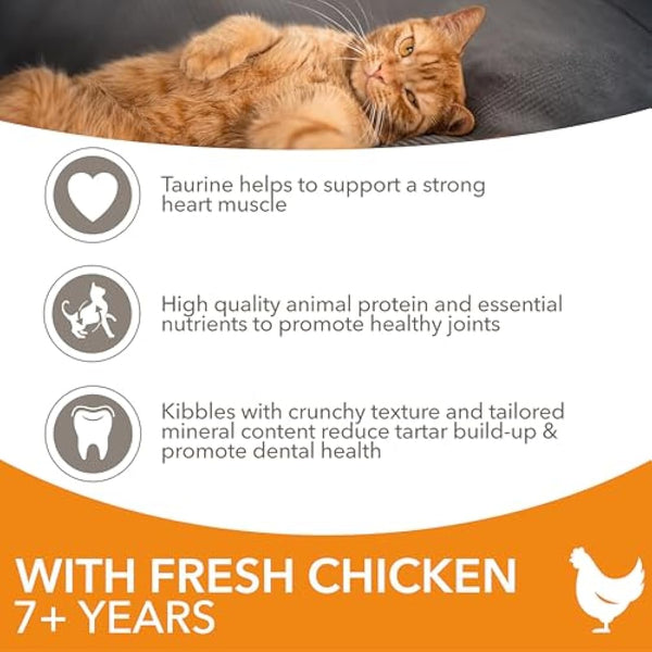 IAMS Senior Complete Dry Cat Food Chicken 10kg - Supports Heart Health