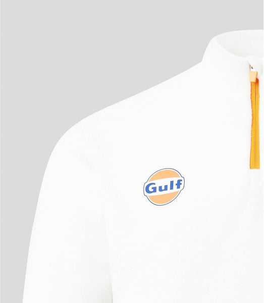 McLaren F1, Gulf collaboration, quarter zip fleece, snow white and phantom grey, front pocket, adult sizes, official merchandise (large)