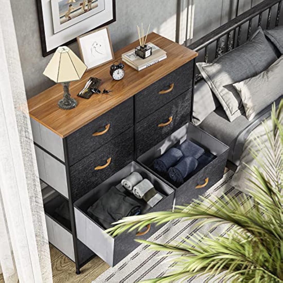 YITAHOME Chest of Drawers, Fabric 8-Drawer Storage Organizer Unit for Bedroom Living Room Closet, Sturdy Steel Frame, Easy Pull Fabric Bins & Wooden Top, Fabric Dresser