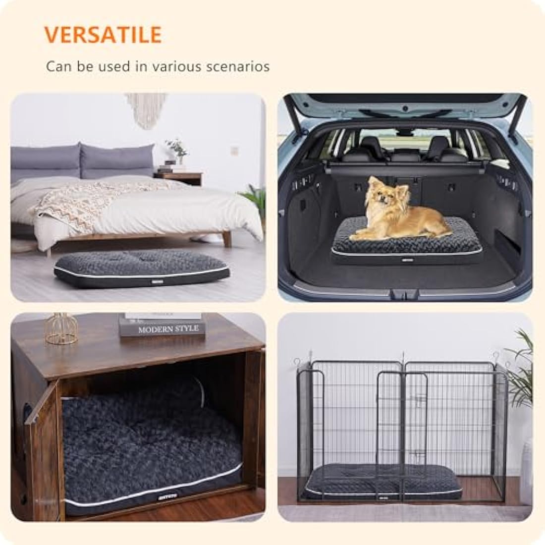 HMTOPE Orthopaedic Dog Bed, Double Deck Design, Washable, 76 cm for Small Dogs, Dark Grey