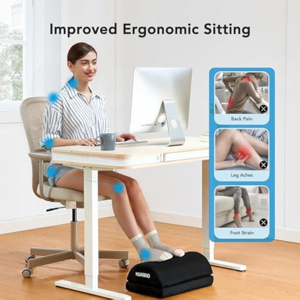 HUANUO Footrest, Under Desk Foot Rest, Foot Stool Under Desk, Ergonomic Foot Rest for Office, Home, Travel
