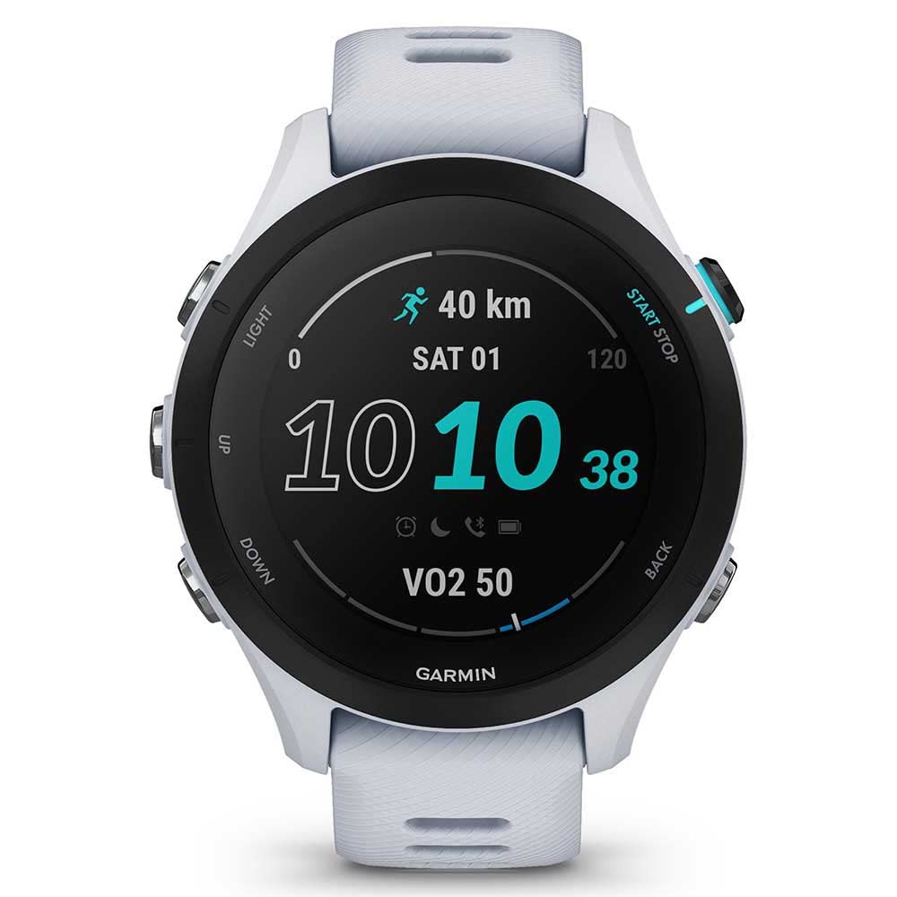 Garmin Forerunner 255 Music GPS 46mm Running Smartwatch, Lightweight, Music Storage, Advanced Training & Insights, Safety & Tracking Features, up to 14 days Battery Life, Whitestone