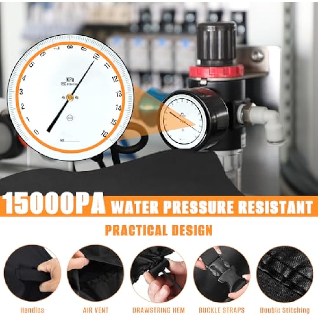 Kovshuiwe Garden Furniture Covers, Waterproof Furniture Cover,Patio Table Covers 420D Heavy Duty Oxford Fabric Rattan Furniture Cover Windproof Anti-UV for Patio, Outdoor 120x120x74cm(Black)