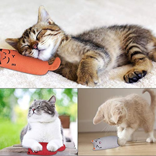 Bojafa Cat Catnip Toys for Indoor Cats: 3-Pack Soft Plush Kitten Toys for Scratching/Playing/Chewing/Teething Indoor