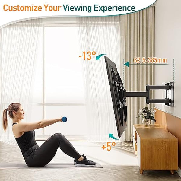 ELIVED TV Wall Bracket Tilt Swivel for Most 37"-84" Plasma, LCD, LED, OLED Flat/Curved TVs with Max VESA 600x400mm up to 45KG, Full Motion Wall Mount with Strong Articulating Arms, TV Mount EV015