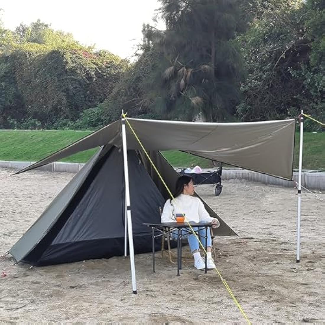 1 Man Tent Lightweight Teepee Hot Tent with Stove Hole Waterproof for Camping Hiking Hunting Fishing Backpacking