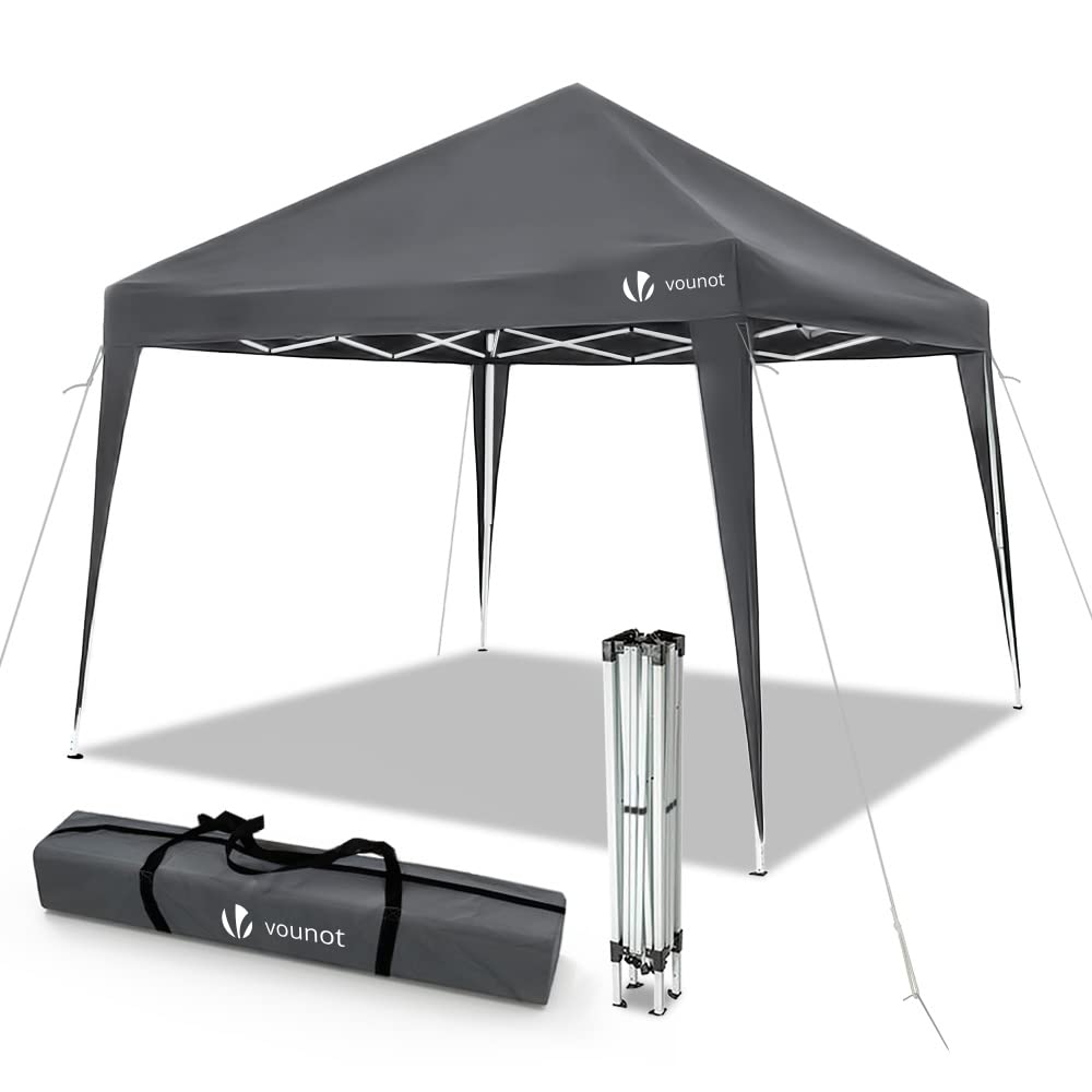 VOUNOT 3m x 3m Pop Up Gazebo with Sides & 4 Weight Bags & Carry Bag, Marquee Garden Party Tent Outdoor, Grey