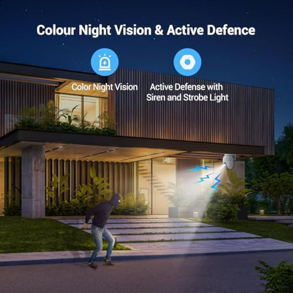 EZVIZ 3K Wifi Security Camera Outdoor Wired, No Monthly Fee, 512GB SD Supports, 360° PT, Colour Night Vision, Human/Vehicle Detection, Auto-Track, Home Wifi CCTV System, Alexa/Google (C8c 5MP)