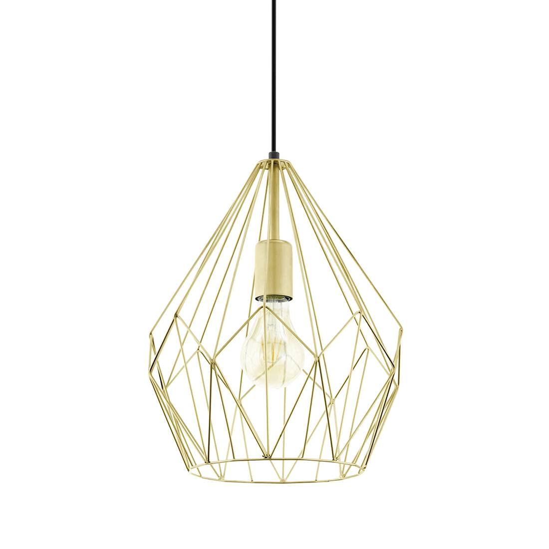 Eglo Carlton Vintage Pendant Light, Retro Gold Steel Hanging lamp, E27 Socket