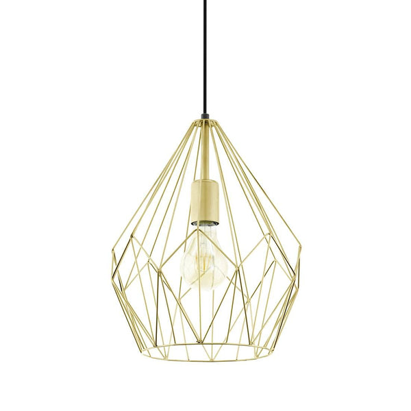 Eglo Carlton Vintage Pendant Light, Retro Gold Steel Hanging lamp, E27 Socket