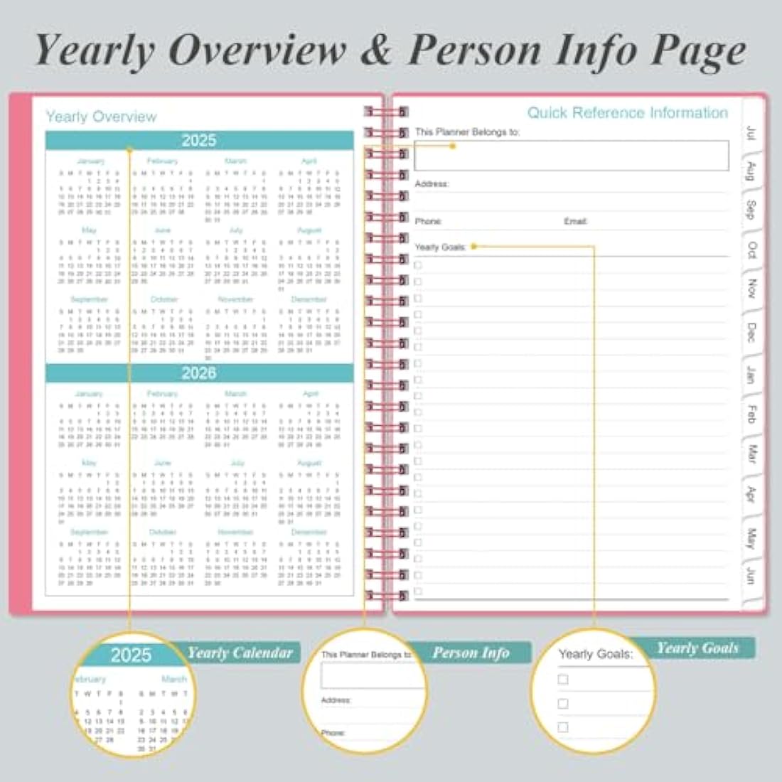2024-2025 Appointment Book & Planner - A5 2024-25 Daily Hourly Planner from July 2024 - June 2025, Weekly Appointment Book with 30-Minute Interval, Medium 6.4" x 8.5", Pink