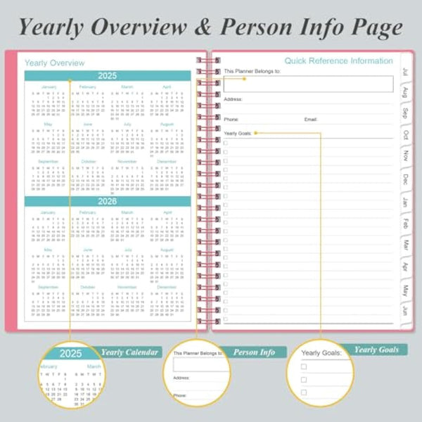 2024-2025 Appointment Book & Planner - A5 2024-25 Daily Hourly Planner from July 2024 - June 2025, Weekly Appointment Book with 30-Minute Interval, Medium 6.4" x 8.5", Pink