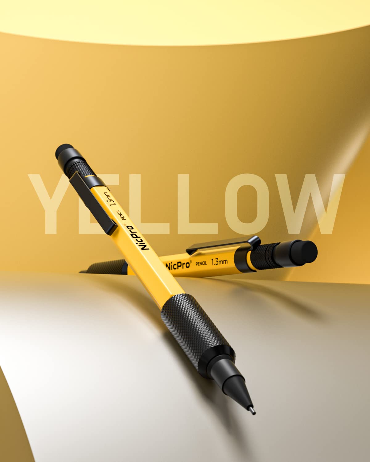 Nipro 3 PCS 1.3 mm Mechanical Pencil with Lead Refill, 3 Eraser - Weatherproof Metal Barrel, Heavy Duty Carpenter Pencil for Outdoor Marking Drafting Drawing Sketching Woodworking - with Case