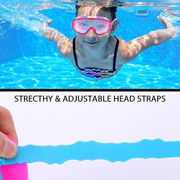 Yizerel 2 Pack Kids Swim Goggles, Swimming Glasses with Electroplating for Children and Early Teens from 3 to 15 Years Old, Wide Vision, Anti-Fog, Waterproof, UV Protection (Set of 2)