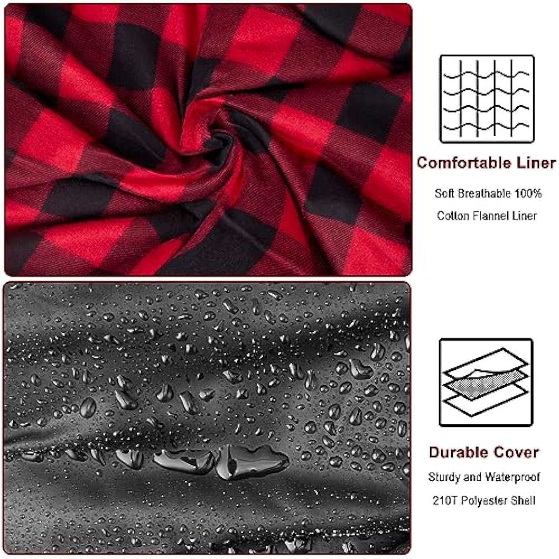 FORINBUY Winter Cotton Flannel Double Sleeping Bag for Adults - 0 degree Queen Size 2 Person Sleeping Bag, Waterproof & Warm for Cold Weather, Ideal for Couples, Family Camping & RV Travel