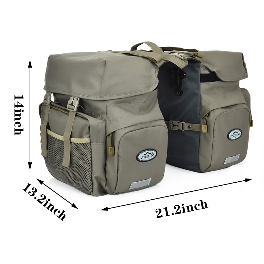 ZTZ?UK Stock? Canvas Cycling Bicycle Bike Pannier Rear Seat Bag Rack Trunk (Waterproof, Roll-Up) Green Size: M,L,XL