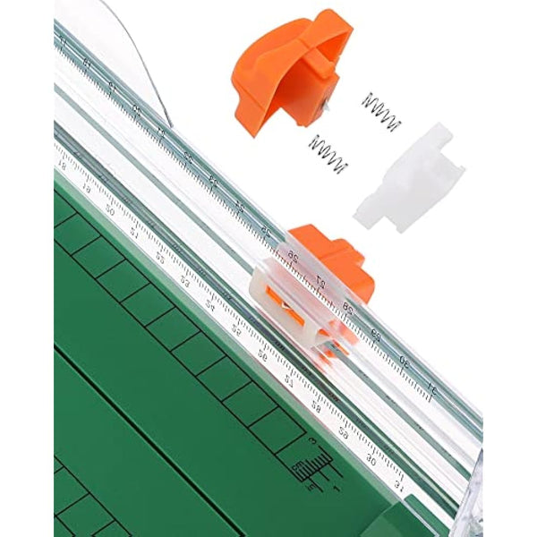 Firbon Green A4 Paper Cutter 12 Inch Titanium Paper Trimmer Scrapbooking Tool with Automatic Security Safeguard and Side Ruler for Craft Paper, Coupon, Label and Cardstock