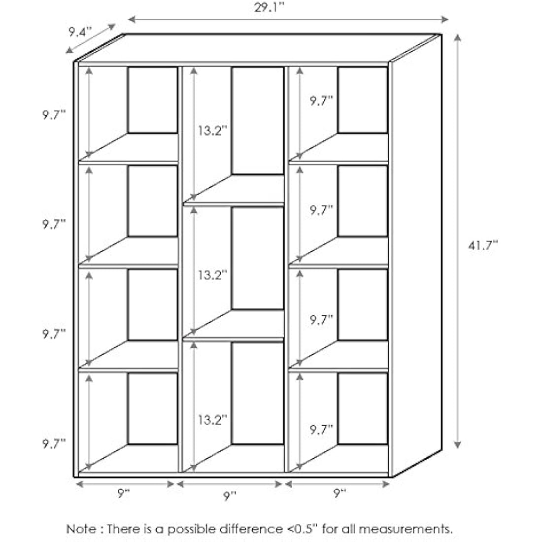 Furinno Luder 11-Cube Reversible Open Shelf Bookcase, White
