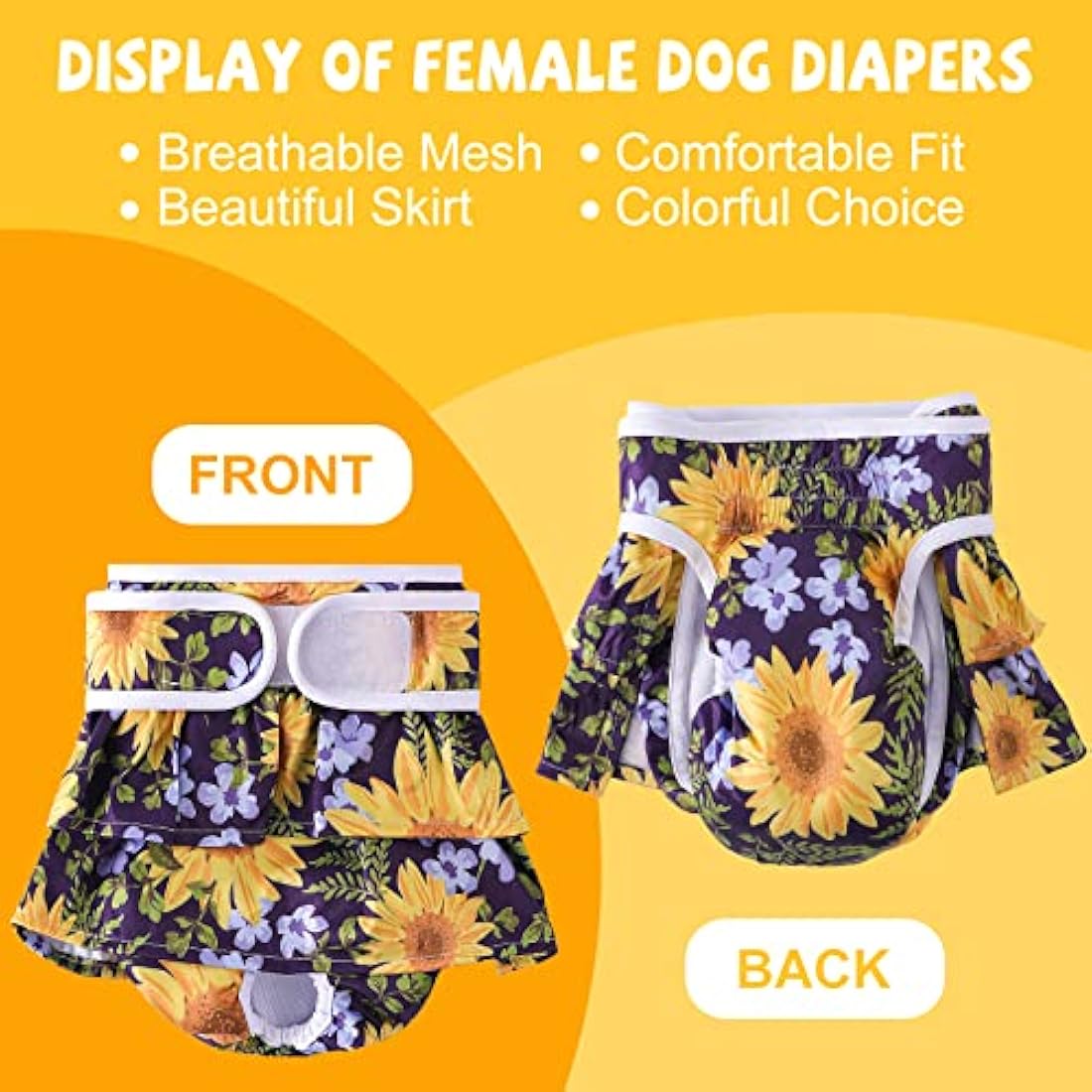 COMSLE Dog Nappies Female X Small 3 Pack, Dog Period Heat Pants in Season, Super Absorbent & Adjustable Sanitary Reusable Doggy Puppy Diapers
