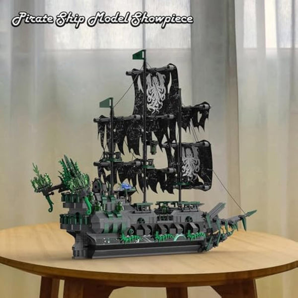 JMBricklayer Ghost Pirate Ship Building Block Toy with Lights, 40001 Flying Dutchman Brick Model to Build for Adults Men, Sail Boats Construction Toy Collection Decor Gifts for Childs 14+ (1100Pcs)