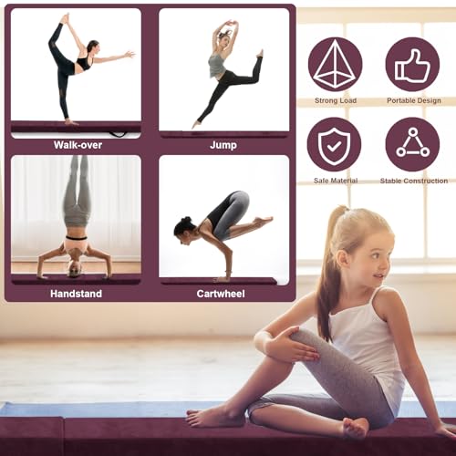 FBSPORT 240 CM Balance Beam, Gymnastics Balance Beam for Kids, Floor Balance Beam, Folding Gymnastics Beam for Training