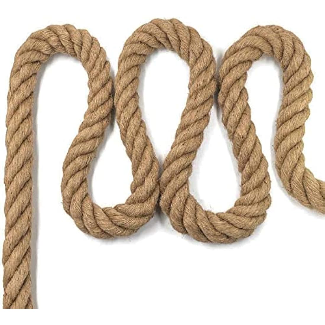 Aoneky Jute Rope - 14/16/20/25/30/40/50mm Heavy Duty Twisted Natural Hemp Rope for Garden, Tug of war, Nautical, Climbing Hammock and DIY Art Ideas for Decorate (25mm /8m)