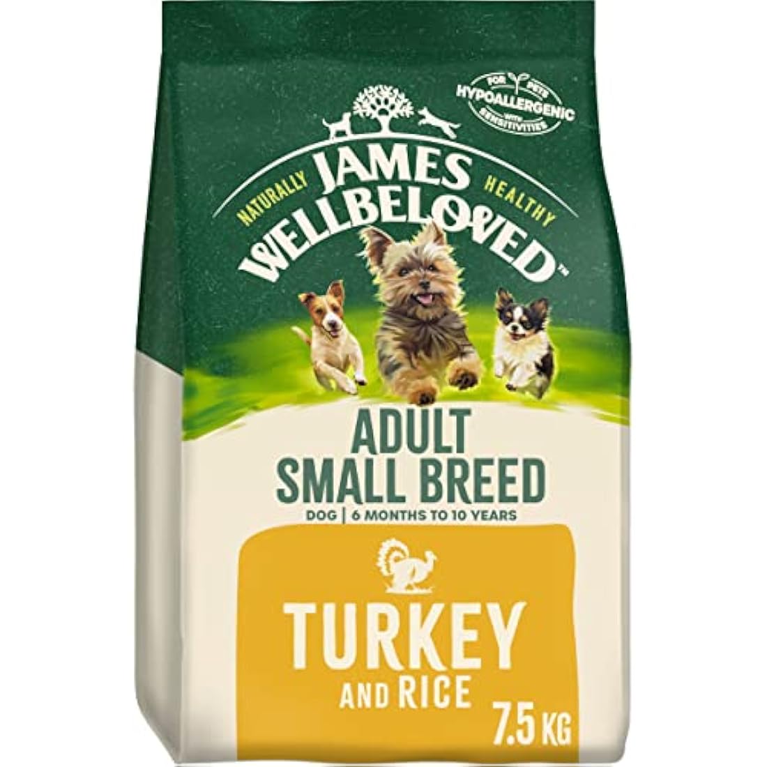 James Wellbeloved Adult Small Breed Turkey & Rice 7.5 kg Bag, Hypoallergenic Dry Dog Food