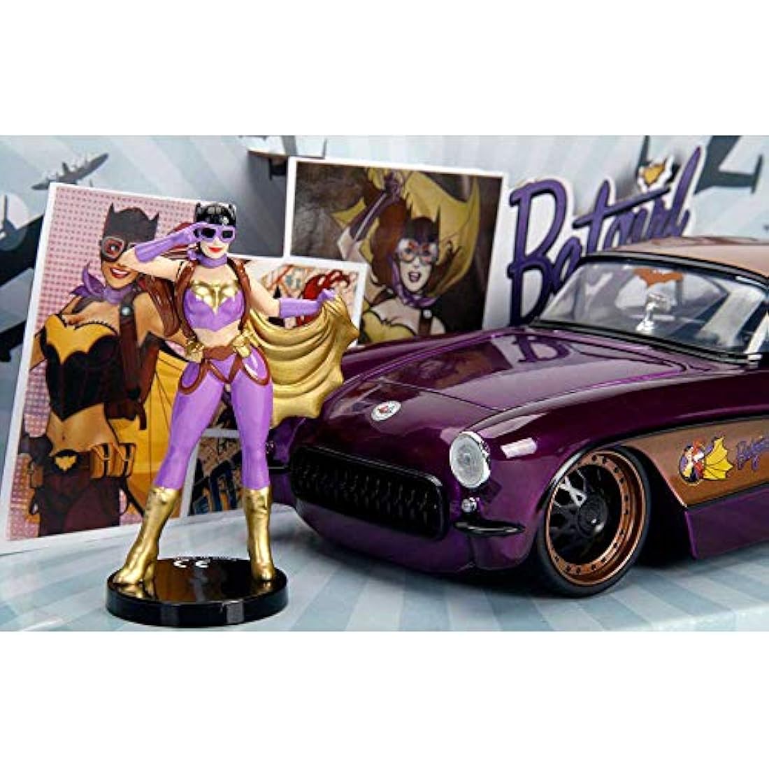 Jada JA30457 1:24 1957 Chevy Corvette w/Batgirl Figure, Multi