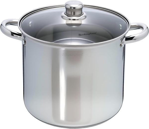 Buckingham Stainless Steel Stock Pot with lid Multipurpose Large Cooking Pot for Soups Stews (11 Litre)