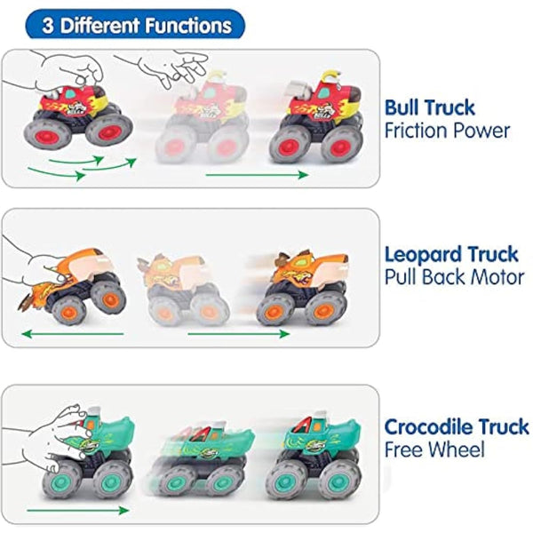 HOLA Toys for 1 Year Old Boys, Car Toys for 2 Year Old Boy Gifts, 3 Pack Monster Truck Old Boy Toy, Pull Back Push n Go Toy Cars for 1+ Year Old Boys, 1st Birthday Gifts