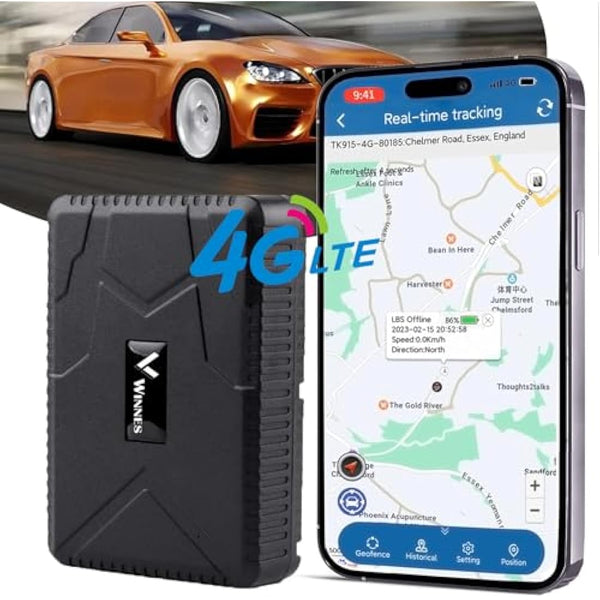 4G GPS Tracker Car Vehicle Tracker No Monthly Fee 4G Motorcycle/Vehicle/Car Device GPS Locator 80 Days Long Standby Waterproof Global Real-time Tracking Device with Powerful Magnet 7800mAh