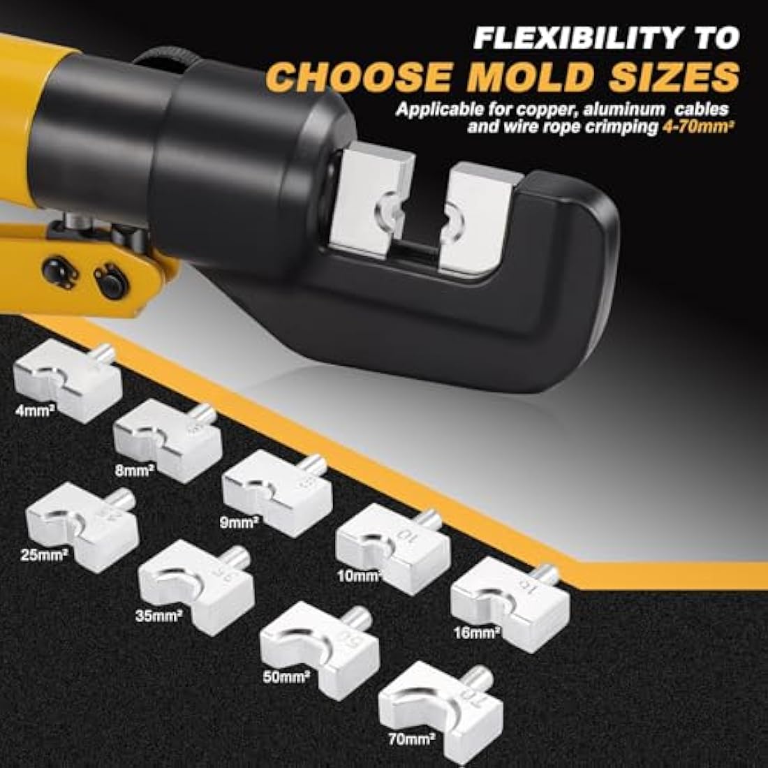 HSEAMALL 10Tons Hydraulic Crimping Tool Crimper Plier for Copper and Aluminum Terminal Lugs Battery Wire Crimping 4-70mm²