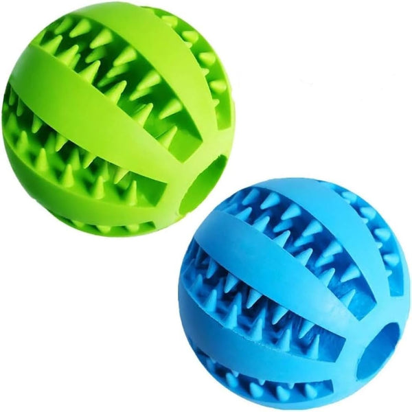 Feixun Pets Dog Treat Toys - Ball with Rubber Food & Dog Tooth Cleaning Features, Pack of 2