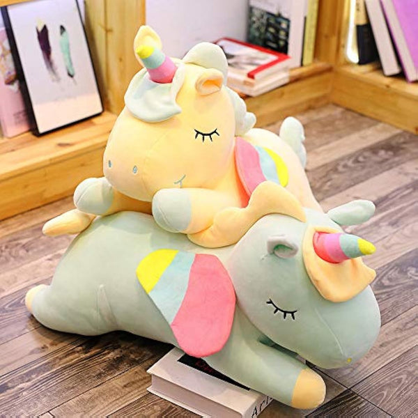 SNOWOLF Unicorn Stuffed Animal Toys Cute Soft Unicorn Plush Hugging Pillow with Rainbow Wings Kawaii Toy for Kids Girls(Yellow, 30cm/11.8Inch)