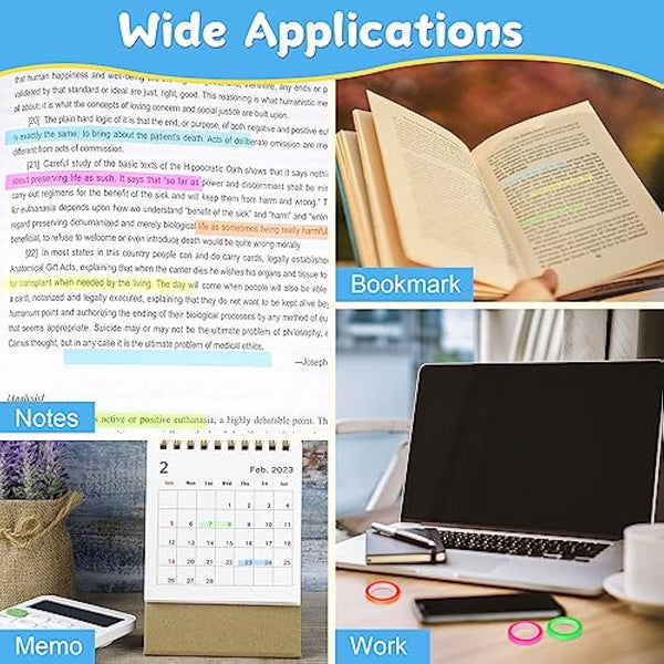 Hoiny Highlighter Tape, 10 Rolls Transparent Highlighter Strips, Removable Transparent Sticky Notes, Colorful Index Tabs, Book Annotation Kit for Revision Supplies Study Essentials