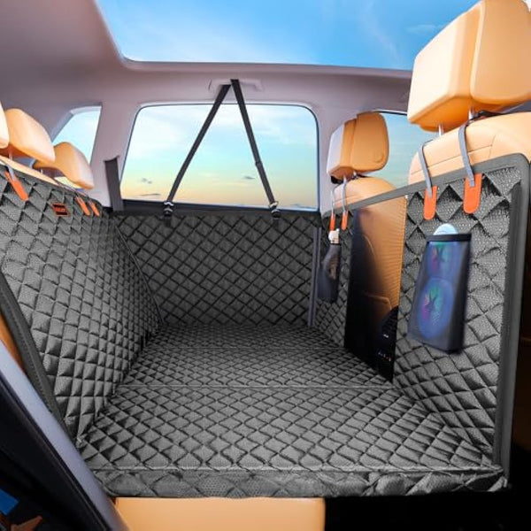 JOEJOY Back Seat Extender for Dogs - Dog Car Seat Cover for Dogs Waterproof & Foldable, Non-Slip Back Seat Cover with Hard Bottom for Cars, Trucks and SUVs, Suit for Travel Camping