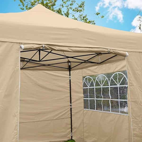 All Seasons Gazebos 3x3m Heavy Duty Fully Waterproof Pop up Gazebo With 4 Side Walls and Accessory Pack - Beige
